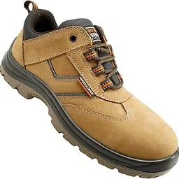 Nubuck Leather Safety Shoes for Men | Oil & Fire Resistant, Anti Slip with Comfortable Grip | Waterproof, Lightweight, Antistatic PU Double Density with Composite Toe Safety Shoe | Camel-image-34