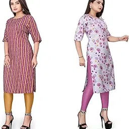 Women's Crepe Printed Straight Kurti Combo_2-Tanya Purple-Yummy Pink (F12) 5XL-image-96