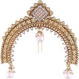 peora 18K Gold Plated Pearl Juda Pin for Women Girls Indian Traditional Hair Jewellery, 1 Count, Standard Size-picture-31