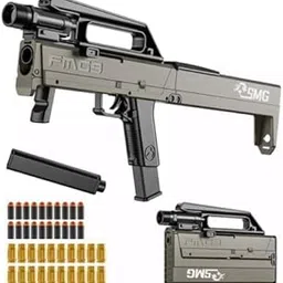 FMG9 Machine Gun Toy for Boys Foam Blaster Gun Foldable Design New Soft Bullet Fire Hot Fire Soft Bullet Long Range with Magazine, Light SMG9 Nerf Sniper Shooting Machine Gun-picture-28