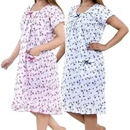 Women's Hosiery Cotton Printed Nighty, Short Nighty, Night Gown or Nightshirt Women Nighty-BZ-picture-41