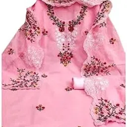 clothlemon Women's Exclusive Chanderi Unstitched Suit Set | Daily & Dress Material with Heavy Embroidered Dupatta, Lace Work, Shantoon Bottom & Designer Neck-picture-42
