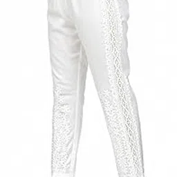 Women's Shimla Khadi-Cotton Palazzo Pants with Floral Embroidery, Elastic Waist, White, Black and Beige-picture-21