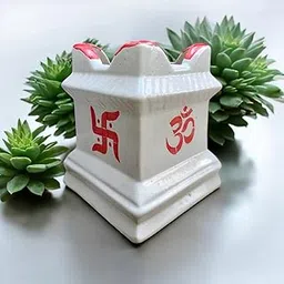 Tomar Decor Tulsi Ceramic Planter Pots Square Pot with Drainage Medium Sized Pot for Tulsi Plant Indoor Thulasi Vrindavan Gamla Pink (6.5 x 4 inches)-picture-52