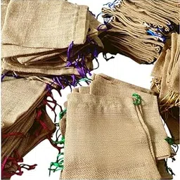 Mesavee Handcrafted Jute Potlis with Drawstring Closure, Traditional Storage Bags, Set of 5-picture-22