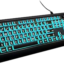 BERGUF Large Print Keyboard, 7 Color Backlight, USB Wired, Full Size, Windows PC Laptop Compatible-picture-37