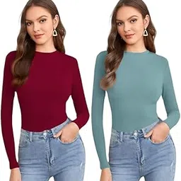 dream beauty fashion Women's Full Sleeve Top Round Neck Casual Tshirt - Pack of 2 (Combo-Empire -P)-picture-11