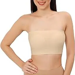 fabluk Women's Ice Silk Seamless Strapless Padded Tube Bra (Designed & Tested in Europe) | Non-Wired Bandeau Bra | Multiple Colors-picture-20