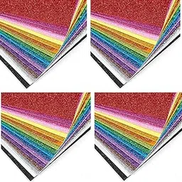 A4 Glitter Foam Sheet Sparkles 2 mm Thick Different Color, for Art & Craft (self Adhesive) Shining Sheet DIY Work Decoration Gift Wrapping Sheet (40 Sheets)-picture-27