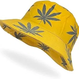 x-lent Weed Leaf Print Bucket Hat - Packable Cotton Sun Hat for Men and Women - Summer Beach Fashion Headwear | Hat for Women Men Teens Summer Beach Sun Hat-picture-27