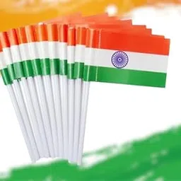 Prime Combo Of 12 Pcs Big Size India Hand Waving Trilcolor Flag/Indian Tiranga Flags with Stick for Independence Day Celebration Pack Of 1-picture-34