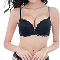 brachy Women's Graceful Poised Double Padded Push Up Bra Sheer Panty Bridal Set Underwire Lace fabric-picture-22