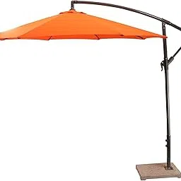 Side Pole Garden Umbrella with 9 FT Diameter | Patio Umbrella for Outdoor, Cantilever, Balcony (orange, Stand - Granite Base)-image-25