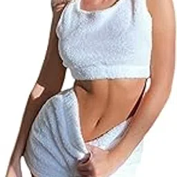 kotty Women’s Coral Fabric Sleeveless Winter Set – Stylish Mini Shorts Ensemble for Cozy Comfort-picture-36