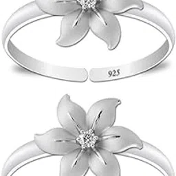 styleejewel Sterling Silver Toe Rings for Women | Star and Flower Design 925 Pure Chandi Bichiya Indian Toe Rings for women style-picture-43