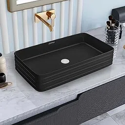 Plantex Wash Basin for Bathroom/Ceramic Basin/Rectangle Table Top Basin/Wash Basin for Home/Restaurant (Charcoal Black - 26 x 15 x 5 Inch)-image-27