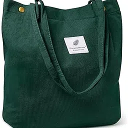 cohpoh Ndeno Women Tote Bags Grocery Shoulder Bag Corduroy with Inner Pocket for Work Beach Lunch Travel Shopping Shopper Handbags, Green, 1 pcs-picture-26