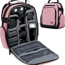 Portable Camera Backpack for DSLR/SLR (Red) by USA Gear with Customizable Accessory Dividers, Weather Resistant Bottom, Comfortable Back Support for Canon EOS T5 / T6 - Nikon D3300 / D3400 and More-picture-13