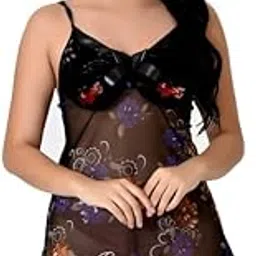 | Women Nightwear Lingerie & Honeymoon Babydoll Nighty | Transparent Night Dress for Honeymoon | Lingerie Baby Doll | Chemise Above Knee for Wedding Night.-image-78