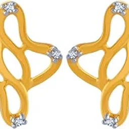 p.c. chandra jewellers 14k (585) Yellow Gold and American Diamond Stud Earrings for Women-picture-21