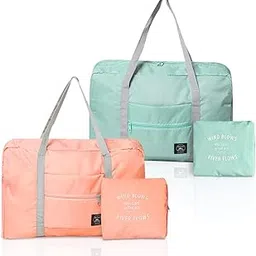 sitake Waterproof Lightweight Carry-on Nylon Foldable Travel Duffle Bag, (sky blue + light pink)-picture-50