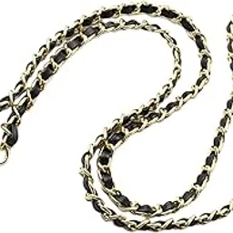 zoomella Metal and Leather Purse Chain Strap Shoulder Bag Strap 47 inch Clutch DIY Black-picture-23