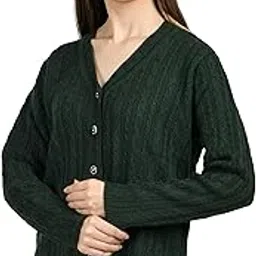 ladywillington Lady Willington Women Woolen Round Neck Self Design Heavy Rainbow Fabric Cardigan Winter Wear Pure Wool Cardigan for Women Free Size Long Warm Cotty Free Sizes-picture-39