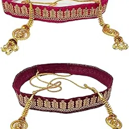 navti creations Women's Combo of 2 Kamarband (Bridal Belt) Maroon & Pink (Adjustable) width 3cm-picture-45