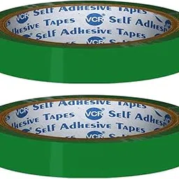 VCR Green Color Tape - 50 Meters in Length - 12mm / 0.5" Width - 02 Rolls Per Pack - BOPP Self Adhesive Tape for Arts and Craft use, Box Packing, Office and Home use image 1