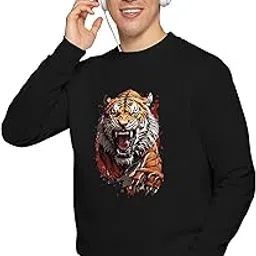 buy that trendz Winter Sweatshirt for Men Tiger Typographic Printed Long Sleeve Cotton Blend Winter Pullover for Men-picture-39
