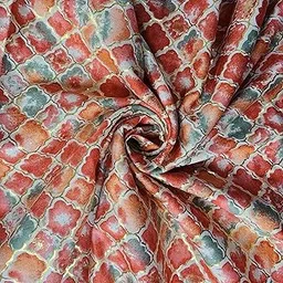 ILIANA 2.5 Meter Pure Rayon Unstitched Fabric with Gold Foil Design | Printed Dress Material for Women Kurti, Kurta, Kitchen, Dining Table, Sofa Cover, Cushion Cover | (Red and Orange)-picture-18