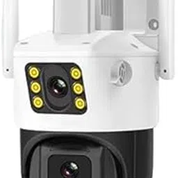 Fabbay SuperCams 6MP HD 1080p WiFi Dual Lens/Dual Screen Video Record Color Night Vision Bullet+360? PTZ Control, IP66 Waterproof Outdoor Camera (White)-picture-49
