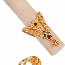 Stylish Gold Plated Vanki Finger Ring for Women & Girls | Traditional South Indian Temple Design | Adjustable Ethnic Jewellery for Wedding, Party-image-13