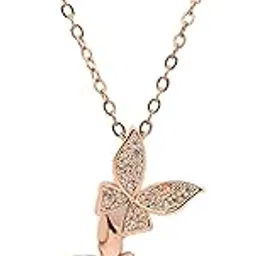 gehena by estele Elegant Rose Gold Butterfly Pendant Necklace for Women | Dainty Chain with Sparkling Crystals | Stylish Fashion Jewelry for Daily & Party Wear – OSSP-0236-RGWE PENDANT-picture-41
