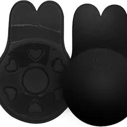 Women's Wire Free Stick-On Bra Padded,Silicone Bra,Nipple Pad, Silicone Nipple Cover Pasties(Free-Size) (Black) - Pack of 1-image-24