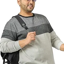 Man Striper Round Neck Sweatshirt-image-96