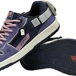 Halloween Ghost Sneakers, Navy Blue and Purple Athletic Shoes with Ghost Design, Chunky Sole, Pink Laces-picture-36
