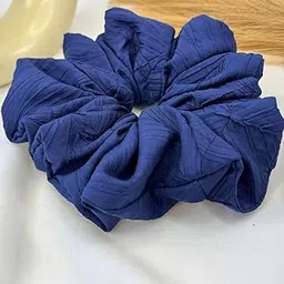 Bellemoda Cotton Silk Hair Scrunchie | Ponytail Holder | Soft Elastic Hair Band for Women & Girls |Tangle Free Accessory(Blue;XXL)-image-12