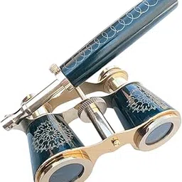 Mother of Pearl Blue Vintage Ship Binocular 3X25 Opera Glasses Mini Binocular Compact with Handle for Adults, Women, Lover, Parents and Friends in Musical Concert-image-4