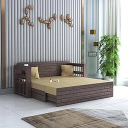 Ganpati Arts Solid Sheesham Wood 3-Person Sofa Italian Sofa Cum Bed With Storage And Side Pockets For Living Room Wooden Sofa Bed For Home - Walnut Finish 1 Year Warranty-picture-15