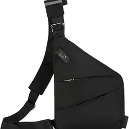 loom tree Sling Bag Shoulder Backpack body Daypack Unisex with Pockets Chest Bags Black Left-picture-11