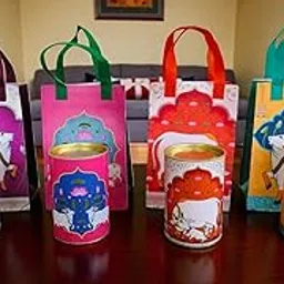 Divine Pichwai Cow Art Gift Set – Premium Decorative Storage Tins with Matching Bags-picture-31