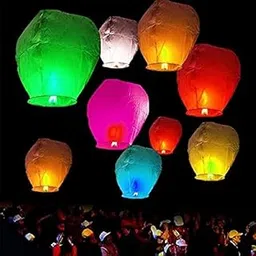 Paper Colourful Make A Wish High Flying Sky Lantern Hot Air Balloon Diwali New Year with Fuel Wax Candle (Pack of 5) Wishing Balloon | Popo Toys®-image-33