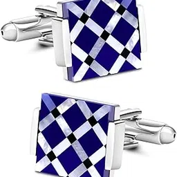 viilock Mother of Pearl Mix Colorful Cufflinks Set with Gift Bag (Blue)-picture-15