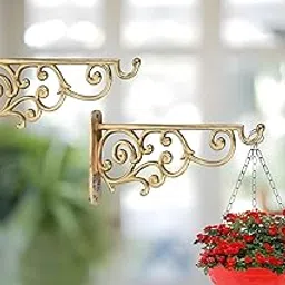 REAL ECO STAR Metal Wall Hook Hanging Plant Bracket | Decorative Straight Plant,Hanger for Pots, Bird Feeders, Planters, Lanterns, Cotton, Wind Chimes Indoor and Outdoor (Pack of 2, Gold 39)-picture-29