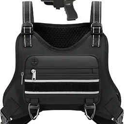 ciqirber Sports Chest Bag For Men Women,Water Resistant Front Chest Pack,Lightweight Running Vest Bag,With Built-In Phone Holder,Extra Storage Running Chest Pack,For Workouts,Running, Cycling, Black, Sport-picture-31