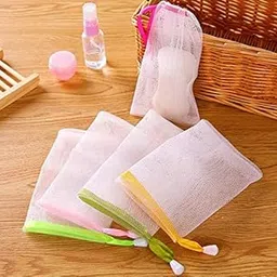 AKOAK 10 PCS Exfoliating Mesh Soap Pouch Bubble Foam Net Soap Sack Saver Pouch Drawstring Holder Bags (Color Random)-picture-58