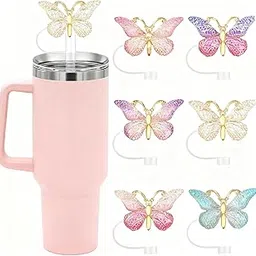 Flavizo 6Pcs Butterfly Silicone Straw Cover – Dustproof Sipper Stopper, Tumbler Cap for Stanley Accessories, Reusable Decoration Fit Stanley Cup-image-9