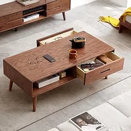 Bablon Solid Teak Wood Coffee Table with Storage Drawers – Mid-Century Modern Center Table for Living Room, Stylish Wooden Coffee Table for Home (Walnut, 39.37W - 2 Drawers)-picture-23