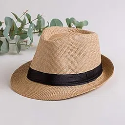 accery Fashion Straw Fedora/Trilby Summer Hat for Men (Jute Beige)-picture-41